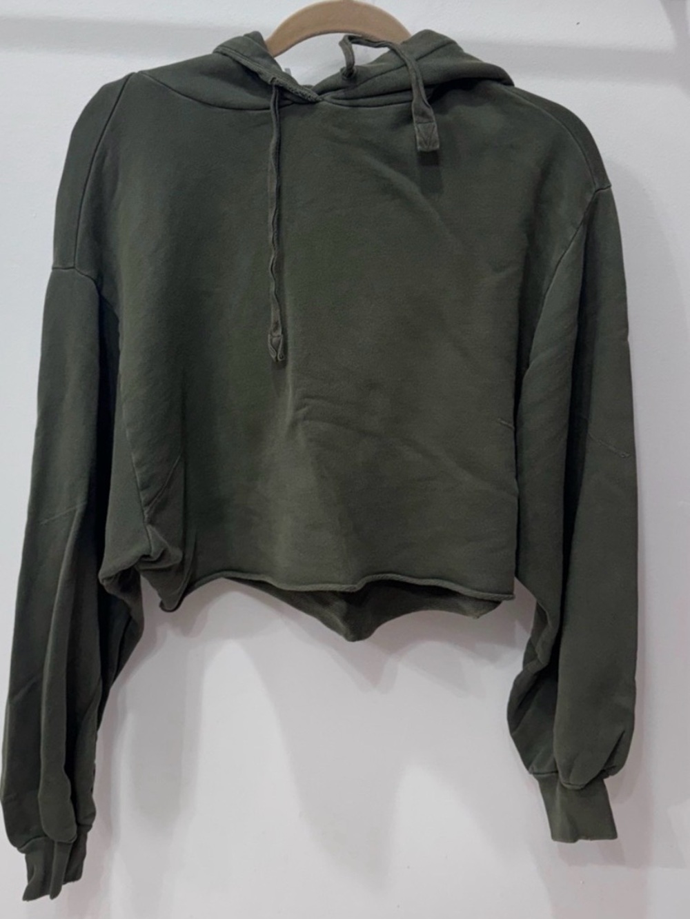 FRAME Crop Easy Hoodie S Vintage Forest Green Organic Pima Cotton